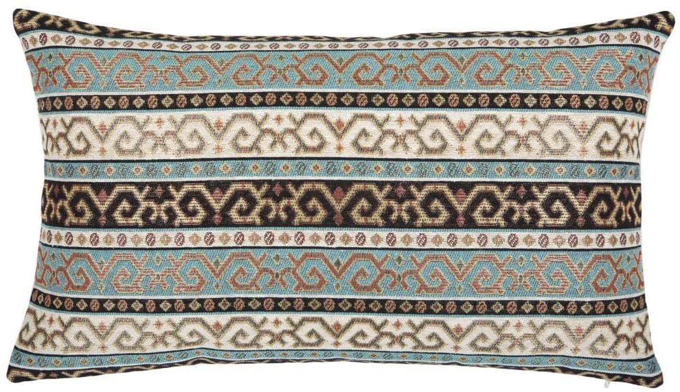 Tapestry Ethnic Kilim Pattern Mustard Cream 14x24 Decorative Lumbar Pillow Cover 