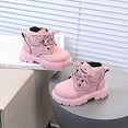 thumbnail image 5 of Babcutegg Toddler Girls Ankle Leather Boots Lace Up Low Heel Non Slip Shoes Fall Winter Fashion Martin Boots Pink Size 12.5 Little Kid, 5 of 8