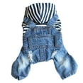 thumbnail image 2 of Walbest Pet Clothes Pet Denim Dog Jeans Jumpsuit Overall Strip Hoodie Coat Small Medium Dogs Cats Classic Jacket Puppy Blue Vintage Washed (XXL), 2 of 7