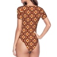 thumbnail image 3 of Uemuo 70's Retro Pattern Women's One Piece Short Sleeve Swimsuit Rash Guard Surfing Modest Quick-drying Swimsuit Beach Essentials-XX-Large, 3 of 9