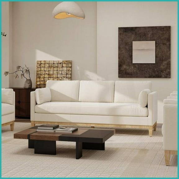 Knox 84" Modern Farmhouse Sofa in French Beige Performance Velvet – Balanced Comfort & Durability