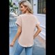 thumbnail image 4 of Camisetas de Mujer con Cuello en V y Botones, Corta, Corte Holgado, Informales, de Verano, Color Albaricoque, L, 4 of 10