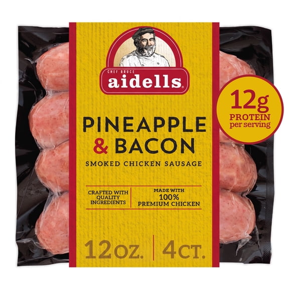 Aidells Pineapple & Bacon Smoked Chicken Sausage Links, 12 oz, 4 Count