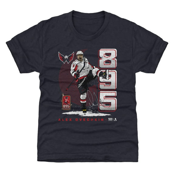 Youth 500 Level Alexander Ovechkin Navy Washington Capitals NHL All-Time Leading Goal Scorer Vertical T-Shirt