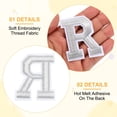 thumbnail image 3 of Uxcell 7 Pcs Iron-on Letter Patches, 2.4 Inch Iron-on Letter-R for Clothing Alphabet Embroidery Applique Patches for Clothes Hats Jeans Jacket Backpacks DIY Accessories, Silver, 3 of 7