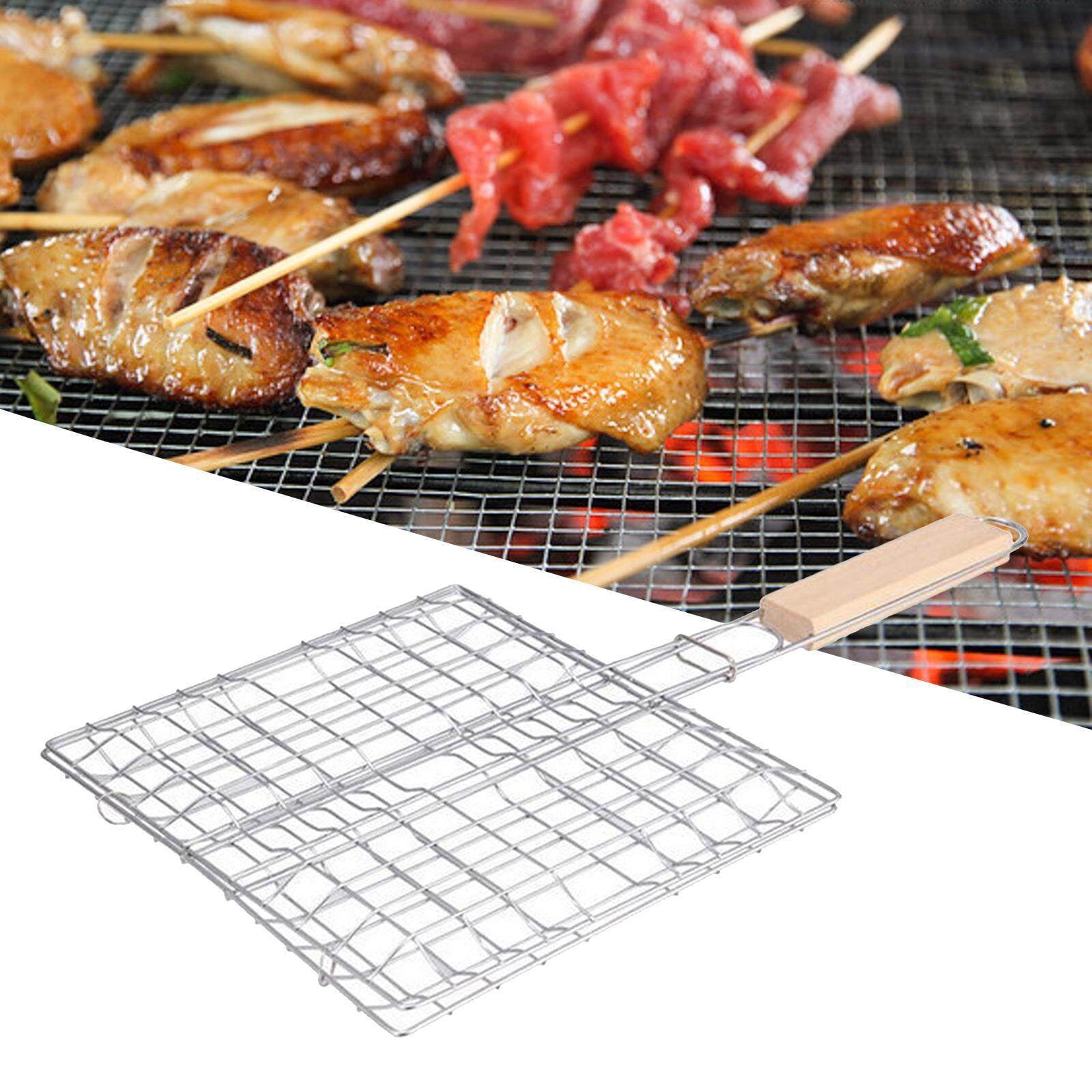 BD09560-filet de barbecue en fer Poignée portative en fer antiadhésif pour barbecue en filet