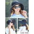 thumbnail image 4 of Zhengup Wide-Brim Floppy Hat Ponytail Hole Foldable Summer Visor Sun Hat Adjustable by Velcro Black Cotton Bucket Hat for Women, 4 of 9