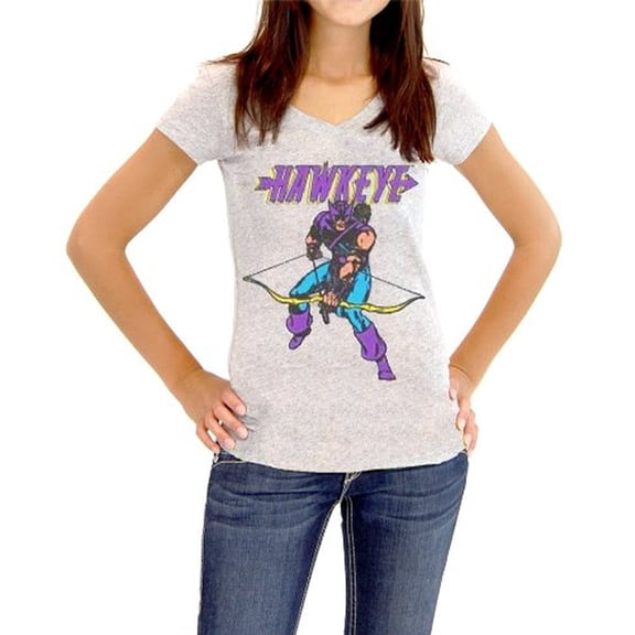 Marvel Comics Hawkeye Bow Down Juniors Heather Gray T-Shirt