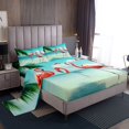 thumbnail image 1 of Kids Flamingo Sheets,Soft Pink Green Sheet Set - Girls Room Decor Beach Ocean Water Bed Sheets Set,Tropical Leaves Fresh Style Palm Tree Bed Collection with 1 Pillow Case,Twin, 1 of 5