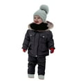 thumbnail image 2 of Aayomet Girls Winter Coats Girls Puffer Jacket, Ombre Printed Bubble Kids Coat with Hoodie,Black 12-18 Months, 2 of 4