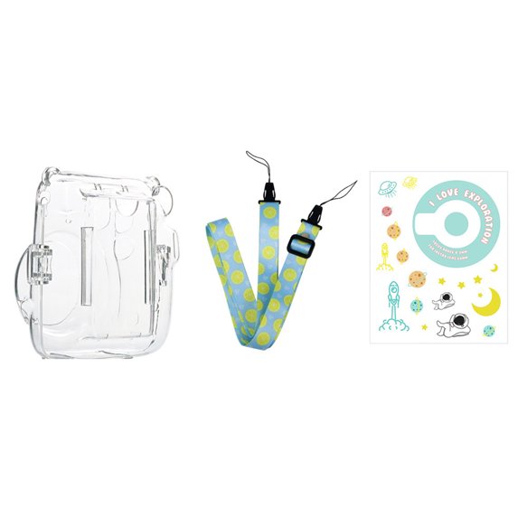 For Instax Mini 11 Camera Accessory Transparent Storage Box Shoulder Strap Rope Cute Decorative Stickers Protective Cover