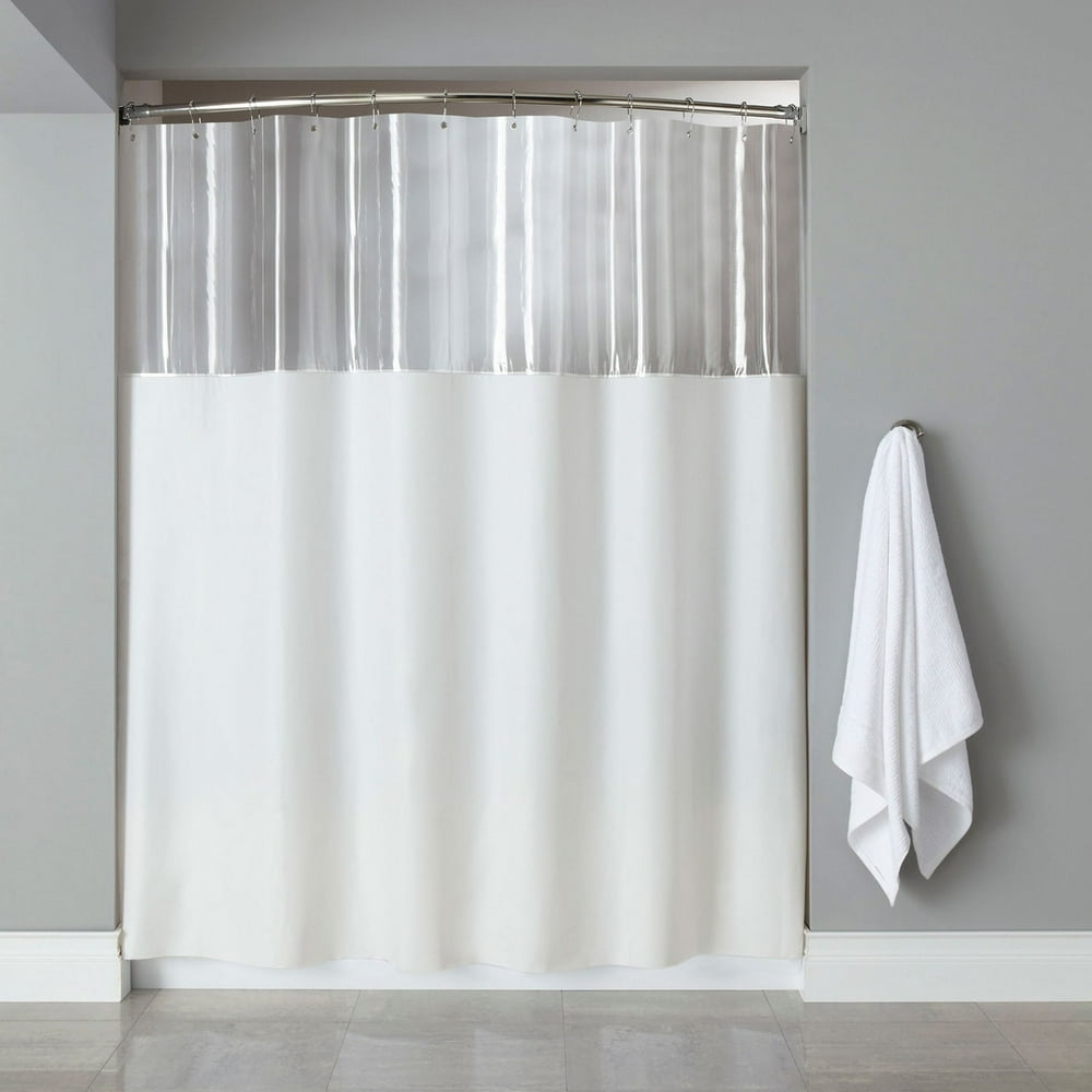 bed bath n more Extra Long MildewResistant Clear/ White Shower Curtain
