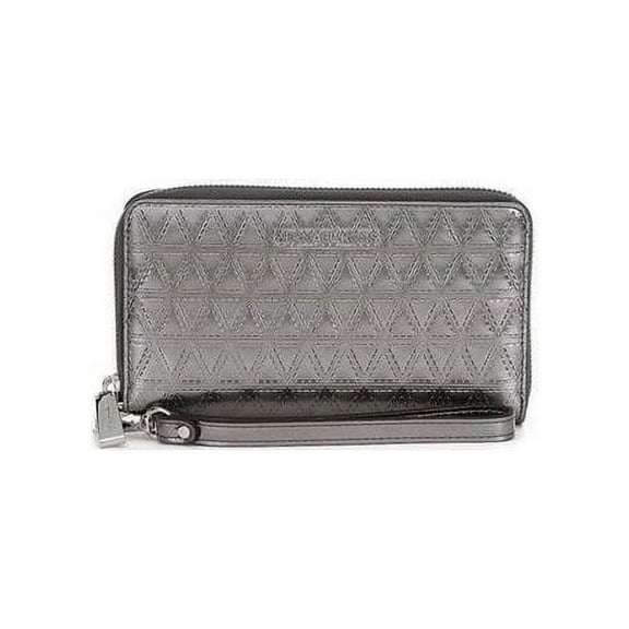 32H7Sf6E3K-041 Quilted Metallic Multifunction Phone Wallet - Metalic Grey
