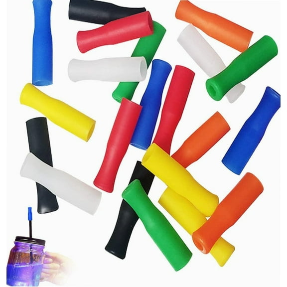 Silicone Straw Tips,21Pcs Reusable Straws Tips,Set of Multi-colored Anti-burn Food Grade Safety Straw Tips, for 6mm Wide Stainless Steel Straws,7 Colors