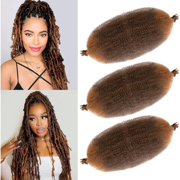 shiyou-Springy Afro Twist Hair Pre Fluffed Marley Twist Braiding Hair Spring Twist Hair Wrapping Hair for Soft Locs Hair Extensions (4/27, 24 inch(Pack of 3))
