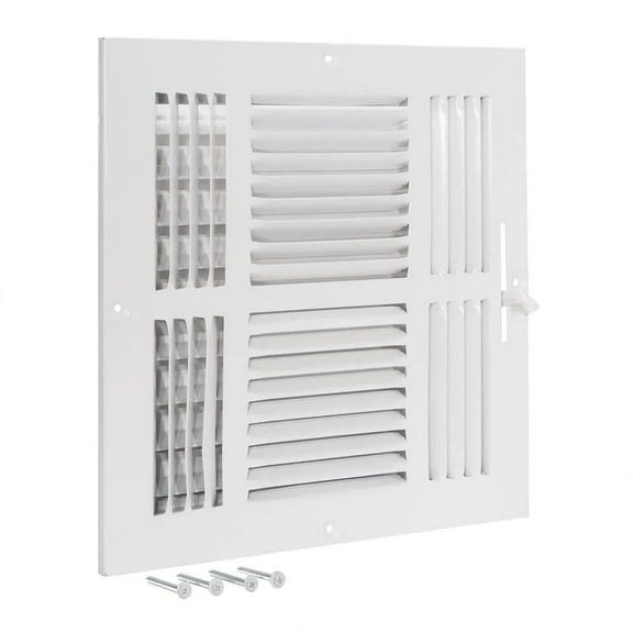 10 In. X 10 In. 4-Way Steel Wall/Ceiling Register, White