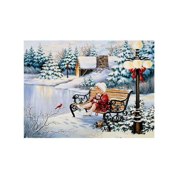 Maoww 5D DIY Snow Girl Deer Crystal Painting Skating Girl Snowman Rhinestone Embroidery Diamond Picture Family Home Cross Stitch