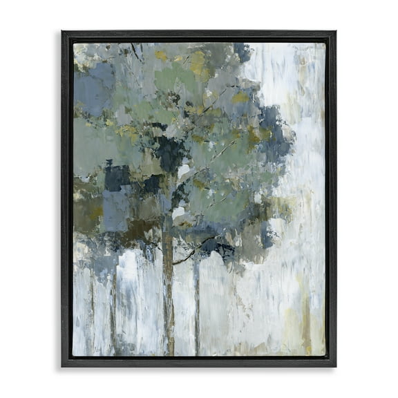 Stupell Industries Flecked Tree Abstraction Plants & Flowers Painting Black Floater Framed Canvas Art Print Wall Art, 17 x 21