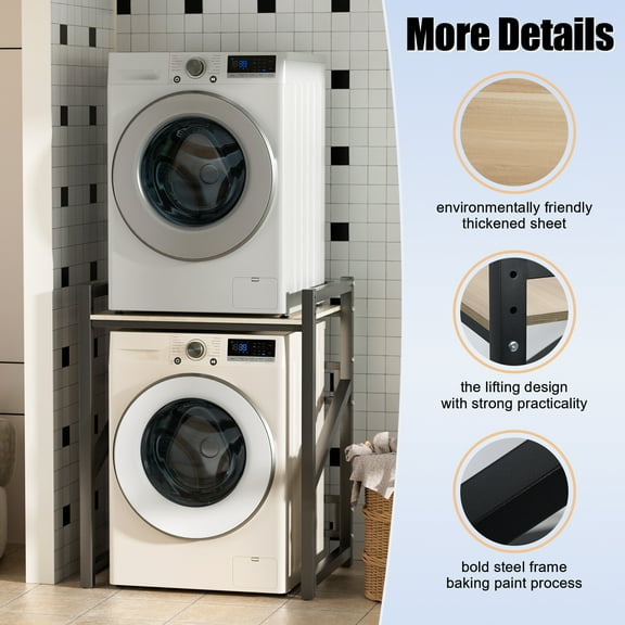 TidBay Over The Washer Storage Shelf, Washing Machine Storage Utility Rack with Countertop, Height Adjustable Washing Machine Storage Stand