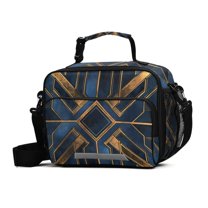 FORMRS Student Lunch Bag Insulated Reusable Cooler Box with Zipper Pockets, Elegant Geometric Pattern