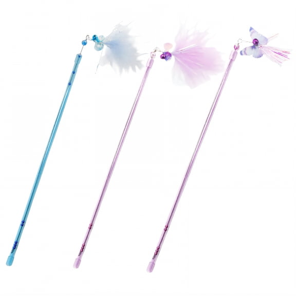 BESTSKY 3Pcs Kitten Toys,Stimulate Cat Chase Cat Wand Toy,Natural Play Pursuit Cat Wands for Indoor Cats,Style1