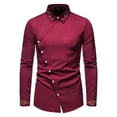 thumbnail image 1 of Camisas De Para Hombre Camisa de manga larga asimétrica bordada para hombre Camisa de mezclilla occidental (Red, S), 1 of 7