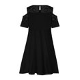 thumbnail image 7 of USSUMA Summer Dresses For Women 2022 Beach, Women's Plus Size Cold Shoulder Knee-Length Dresses Elegant Mesh Neck Casual Dress Short Sleeve Summer Flowy Swing Sundress, 7 of 7