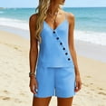thumbnail image 6 of Women's Two-Piece Suspender Decorative Button And Shorts Casual Summer Set, 6 of 7