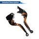 thumbnail image 5 of Palancas de freno y embrague cortas y largas para Kawasaki VERSYS 650 2015-2023, palanca de freno ajustable de motocicleta, aleación de aluminio, cabeza negra, mango naranja, 5 of 6