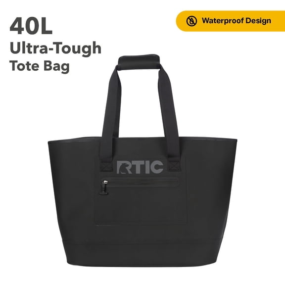 RTIC Ultra-Tough Tote Bag, 40 Ltr Fully Waterproof Bag, Black