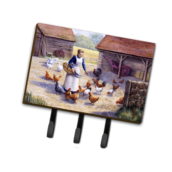 Chicken Hen Feeding Time Leash or Key Holder