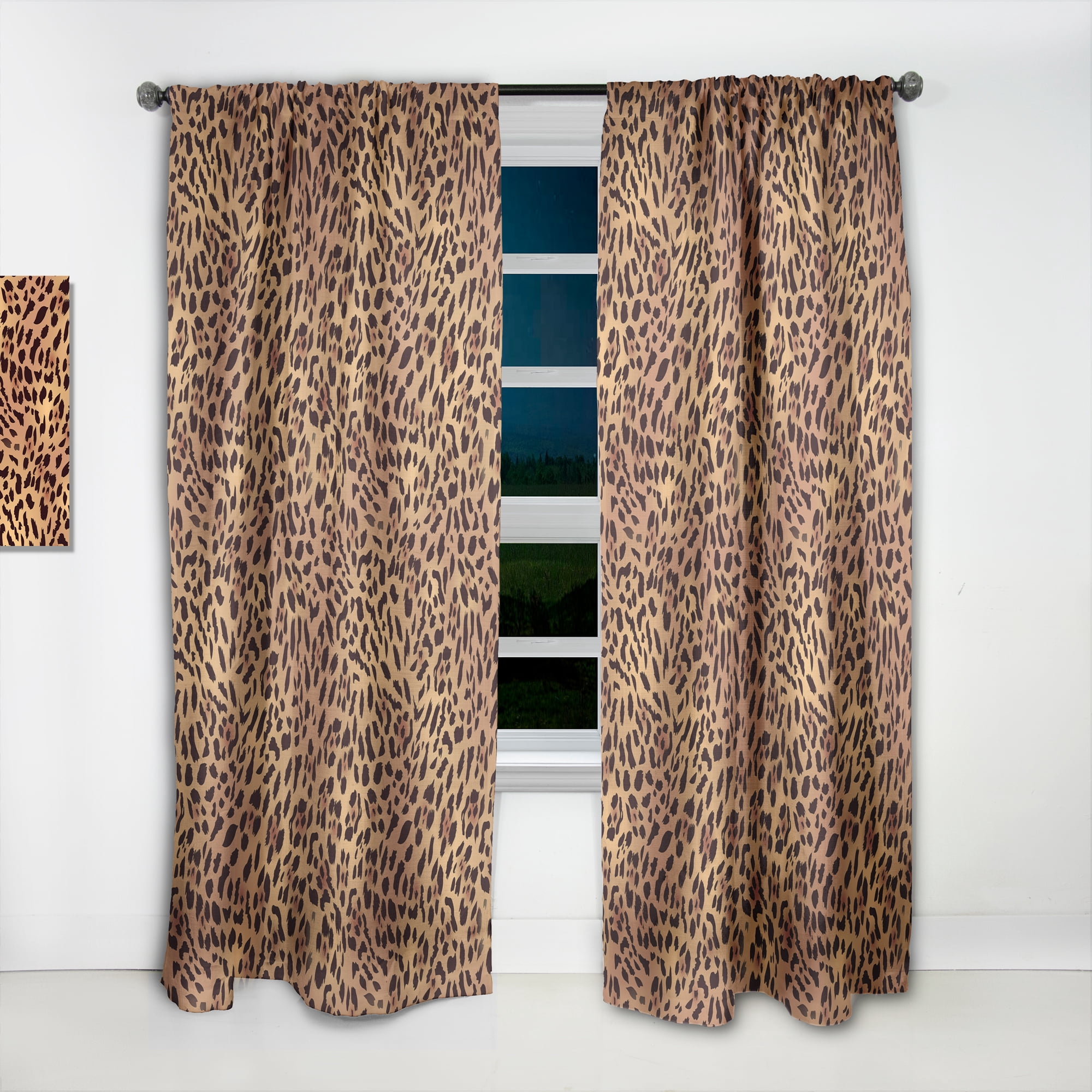 Designart 'Leopard Fur Pattern' Mid-Century Modern Curtain Panel