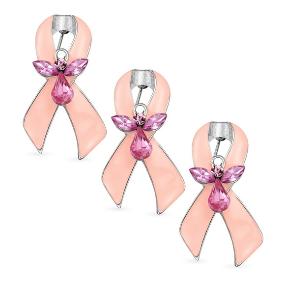 Bling Jewelry Womens Set of 3 Awareness Ribbon Brooch Pins for Support and Solidarity