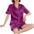 thumbnail image 5 of YHAJDS 2 Piece Sleepwear Short Sleeve Button Down with Shorts Summer Pajama Set for Women, 5 of 5