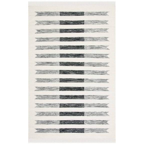 SAFAVIEH Kilim Christal Striped Area Rug, Ivory/Black, 4' x 6'