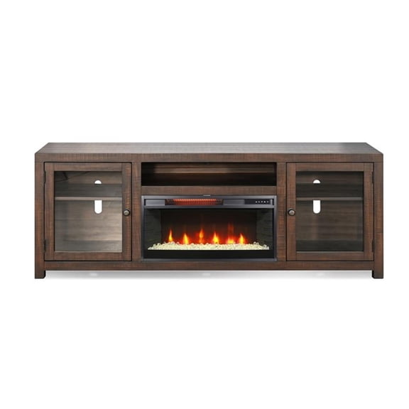 Pemberly Row Contemporary 72" Media Console with Electric Fireplace