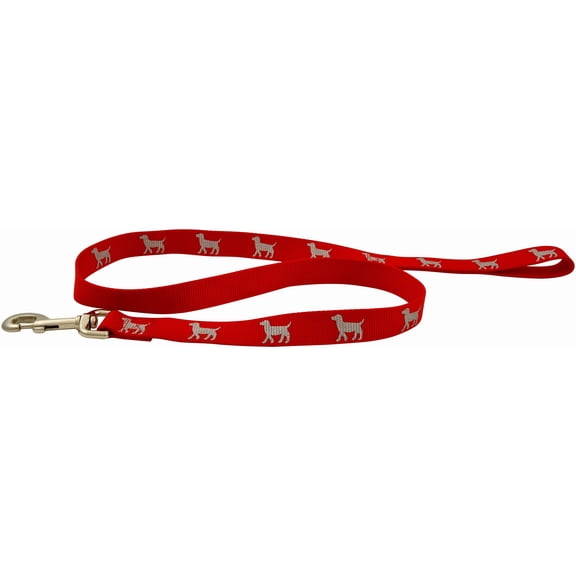 Jeffers Reflective Glow in the Dark Nylon Dog Leash 1" x 4' – Durable Webbing Leash with Safety Stripe, Metal Clip, Walking, Training, Running, Outdoor Use for Dogs Puppies Pets - Red