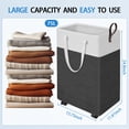 thumbnail image 2 of 75L Large Capacity Rolling Hamper, Collapsible Laundry Basket with 4 Wheels for Home Bathroom Dorm, Waterproof PEVA, Compact Foldable Design, Gray, 2 of 6