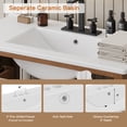 thumbnail image 6 of 36" Wood Bathroom Vanity with Sink, Freestanding Small Bathroom Storage Vanity Cabinet with 2 Soft Close Rattan Door, 3 Drawers, Brown, 6 of 8