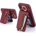 thumbnail image 3 of iPhone Xs max case with Card Holder, iPhone Xs max Phone Case Wallet for Women magsafe Compatible Wallet Detachable 2-in-1 for Men-Red Wine, 3 of 12
