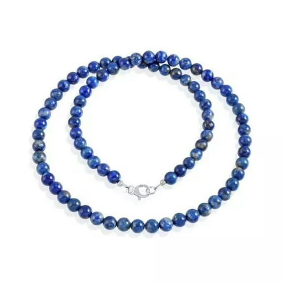K-KED Natural 8mm Lapis Lazuli Smooth Round Gemstone Beads Unisex Necklace 16-36 in-18 in