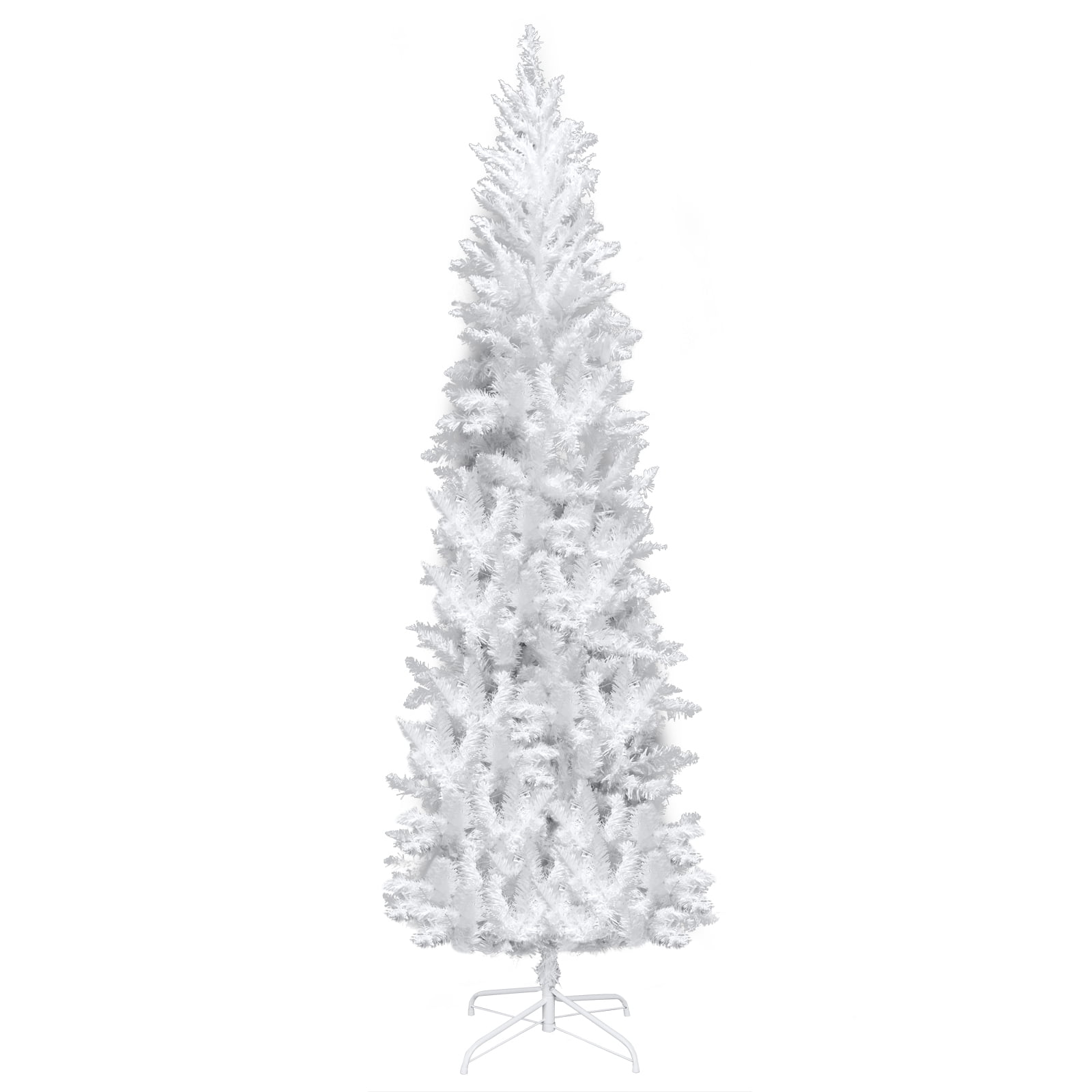 Private Jungle 7.5Ft Snow Flocking Tied Light Christmas Tree PVC for Holiday Decorations - White