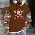 thumbnail image 2 of UVEASISHA Mens Christmas Hoodie Sweatshirts Color Block Long Sleeve Pullover Sweatshirt Drawstring Hooded Santa Claus Pullover Tops Coffee L, 2 of 6
