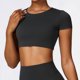 thumbnail image 4 of Vestido deportivo de manga corta con cuello redondo para mujer, camiseta de Yoga con sensación desnuda para correr, Fitness, entrenamiento en gimnasio, Top realzador, Camiseta deportiva ajustada, 4 of 5