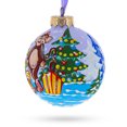 thumbnail image 2 of Monkey with Christmas Tree and Gifts Glass Ball Christmas Ornament 3.25 Inches, 2 of 5