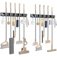 thumbnail image 1 of Organizador Escobas,Porta Escobas y Trapeadores Pared,5 Soportes Ajustables 6 Ganchos Deslizables,Adecuado para Cocinas Exteriores Dormitorios Equipos de Jardín Herramientas, 1 of 3