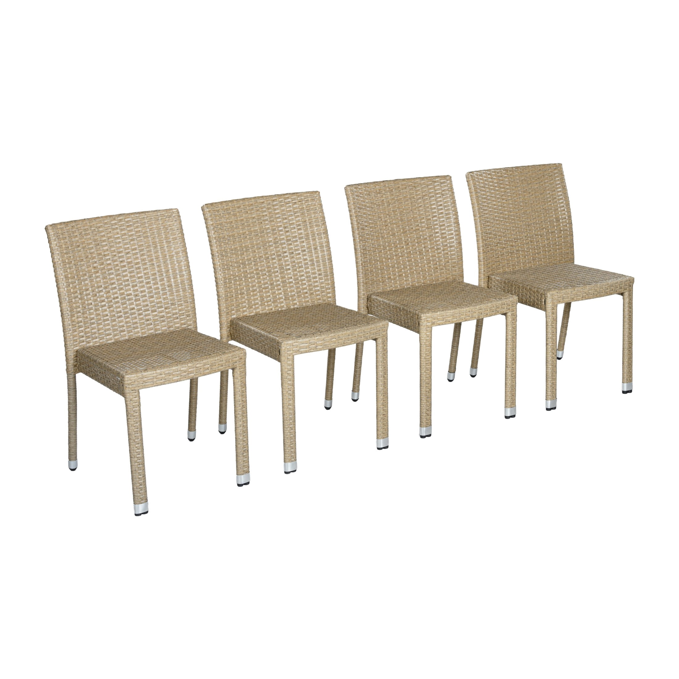 Christopher Knight Home Outdoor Handwoven Wicker Armless Dining Chairs, Natural, Set of 4