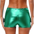 thumbnail image 2 of Alvivi Women Shiny Metallic Biker Shorts Latex Low Rise Booty Shorts Dance Bottoms Underwear Green S, 2 of 6