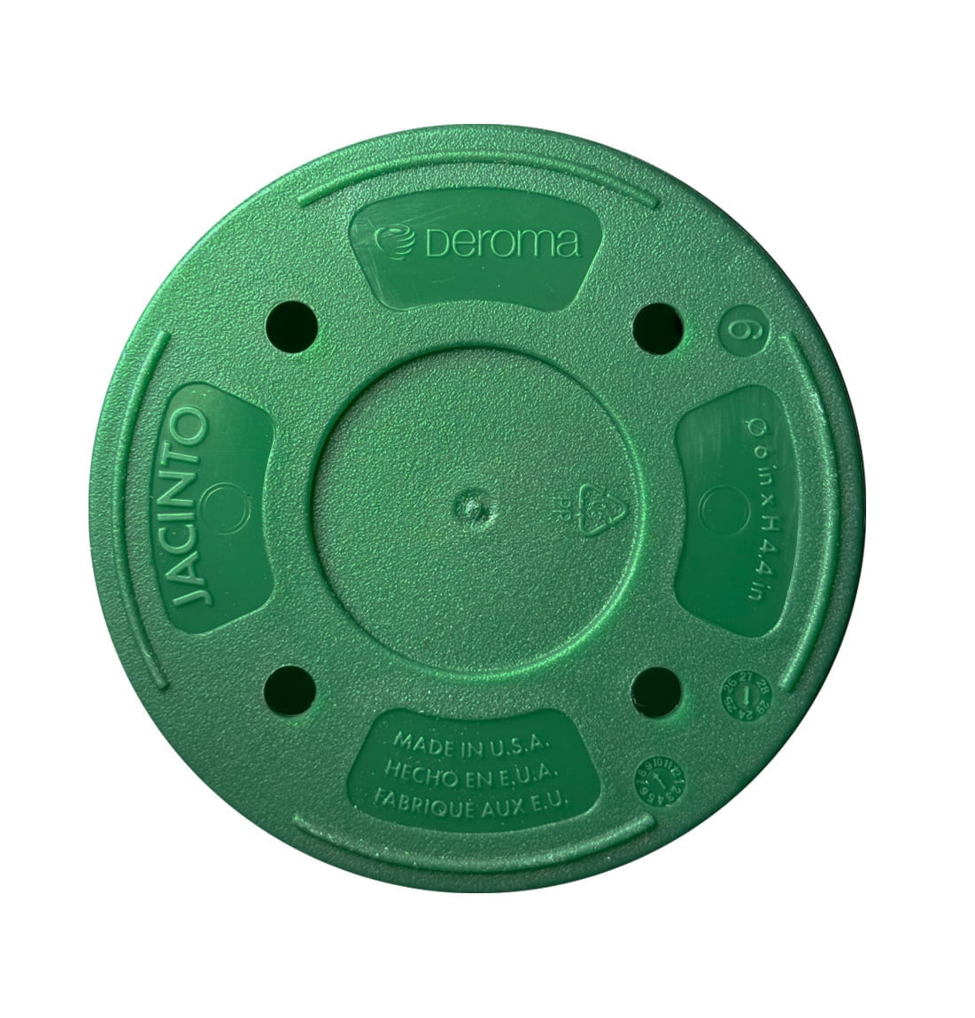 Jacinto Recycled Plastic Planter by Deroma USA, 8 inch Opening Diameter, Green Color