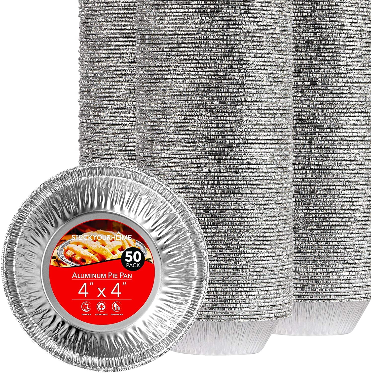 pinkada Premium 9" Aluminum Foil Pan for Pie Tart Quiche Disposable 50 Pack 